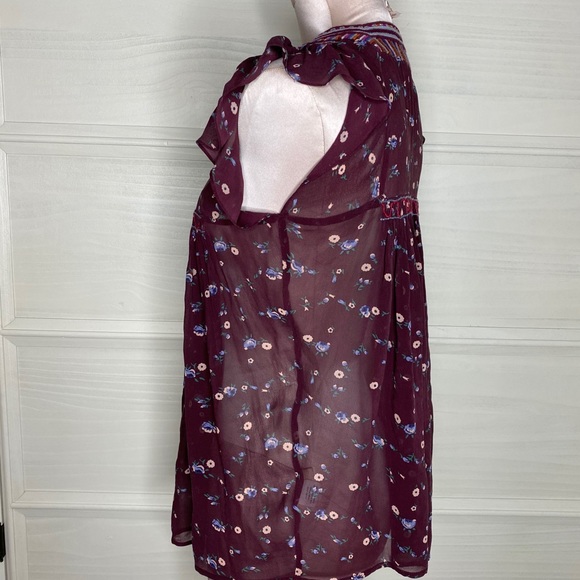 Ulla Johson Silk Floral Sheer Blouse Top Boho Bohemian Peasant Sz 4 - Picture 15 of 16